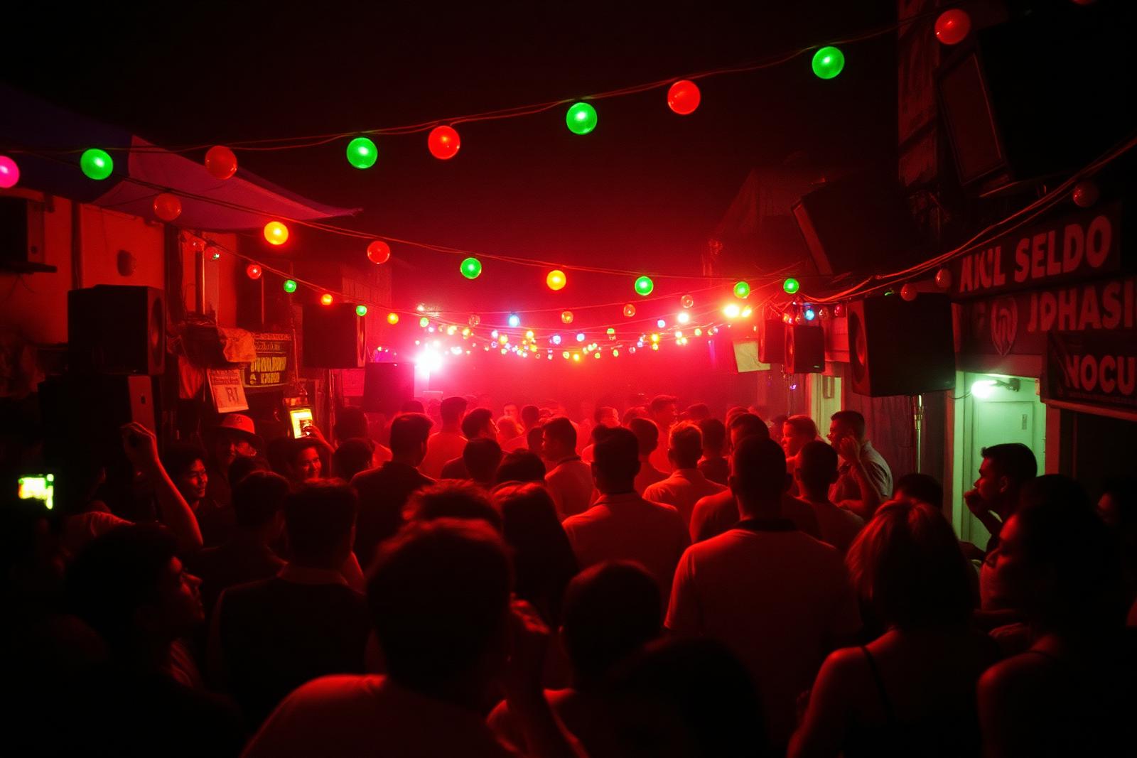Baile funk en plein air dans une favela de Rio de Janeiro pendant la nuit