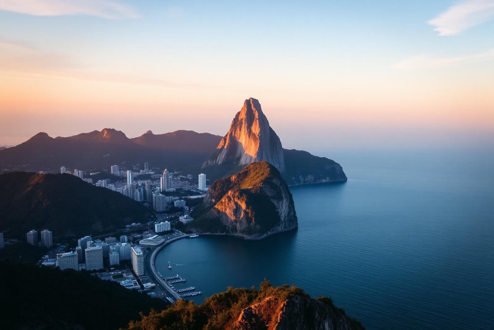 Plage de Rio de Janeiro sous un ciel dégagé avec vue sur les montagnes environnantes