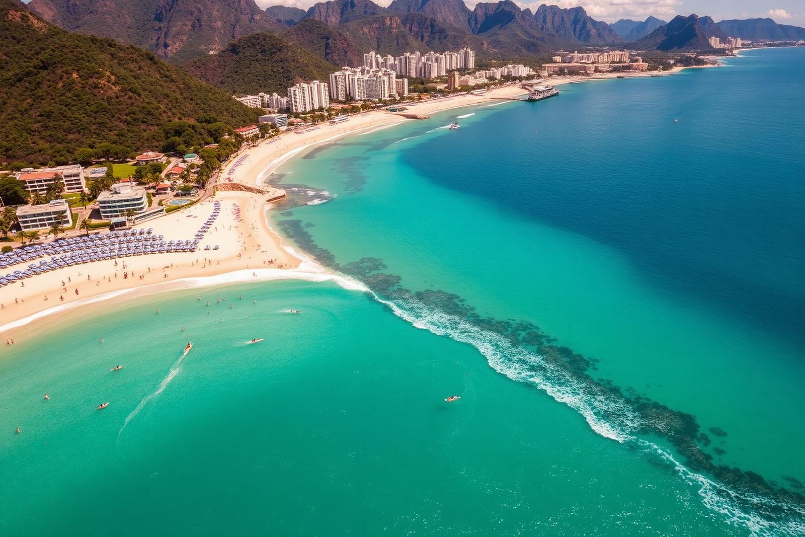 Plage de Rio de Janeiro bordée par le calçadão et les montagnes de la ville