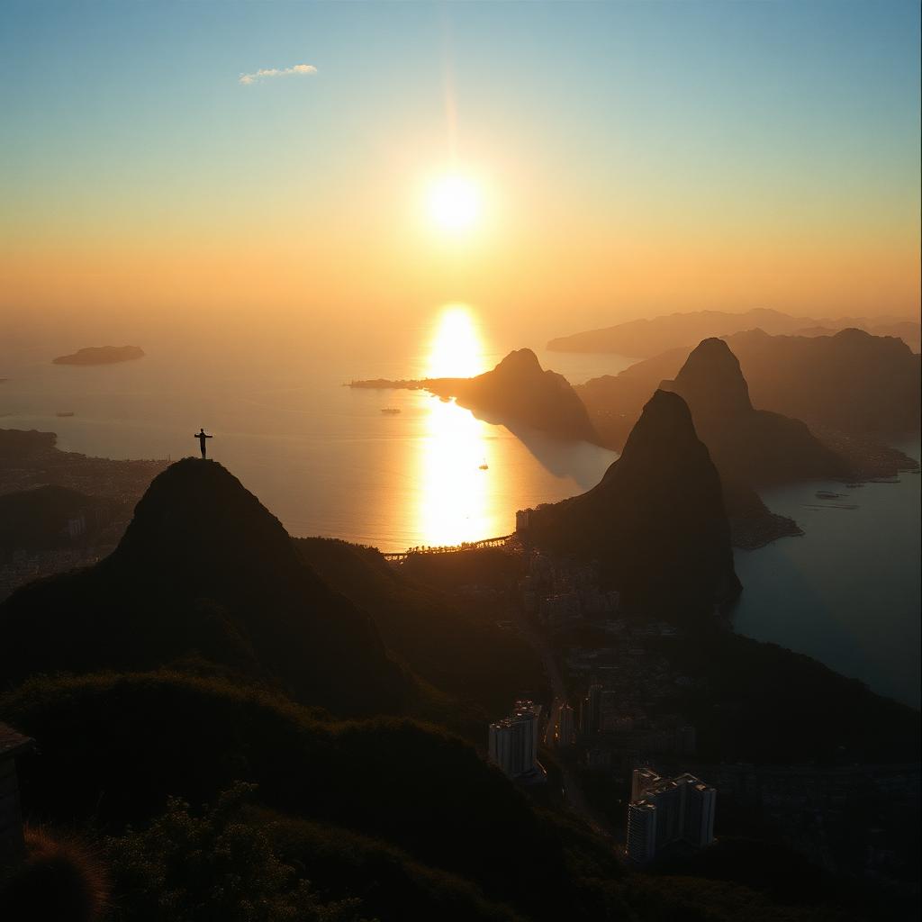 Vue panoramique de la baie de Guanabara et du Pain de Sucre depuis le Corcovado, Rio de Janeiro