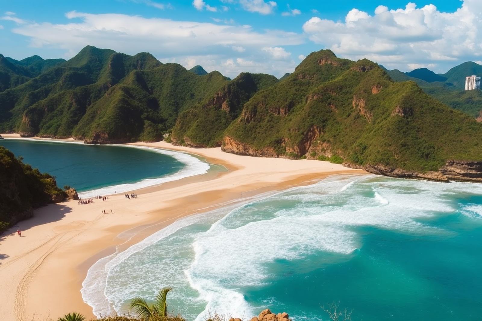 Plage sauvage bordée de montagnes et de végétation dans la Zone Ouest de Rio de Janeiro